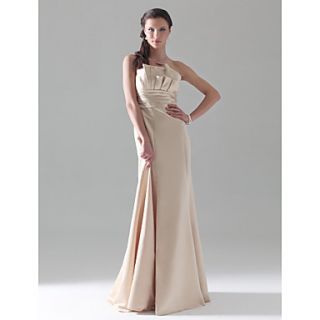 A line Strapless Empire Floor length Satin Bridesmaid Dress