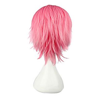 High Quality Cosplay Synthetic Wig Bleach Sal Apollo Side Bang Straight Short Wig(Pink)