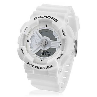 Unisex Analog Digital Multi Functional Silicone Band Sporty Wrist Watch (White)
