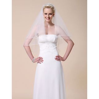 Two tier Elbow Wedding Veil With Pencil Edge