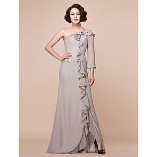 Sheath/Column One Shoulder Floor length Chiffon And Stretch Satin Mother Of The Bride Dress