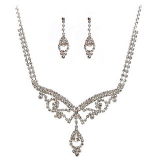 Gorgeous Czech Rhinestones With Alloy Plated Wedding Bridal Necklace And Earrings Jewelry Set