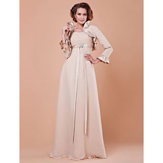 Sheath/Column Square Floor length Satin And Chiffon Mother Of The Bride Dress With A Wrap