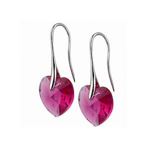 Heart Cut Colored Crystal Earrings On Silver Alloy Hook
