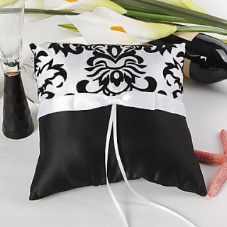 Damask Wedding Ring Pillow With White Bow