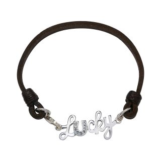 Bridge Jewelry Lucky Horseshoe Silver Tone & Leather Bracelet