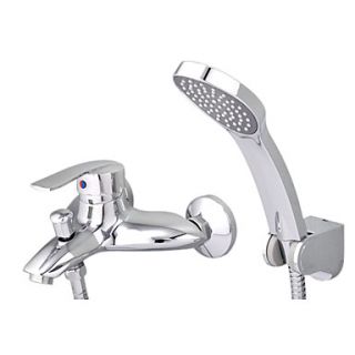 Single Handle Chrome Finish Wall Mount Handheld Shower Faucet
