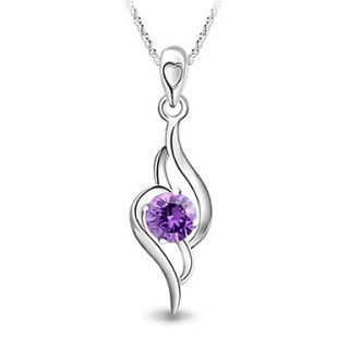 925 Sterling Silver Platinum Plated Pendant with Shining Rhinestone