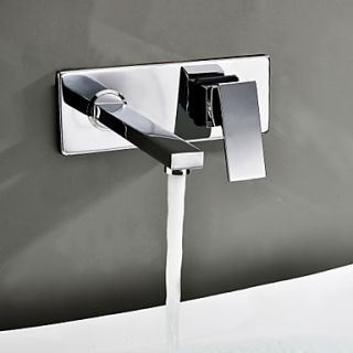 Contemporary Wall Mount Bathroom Sink Faucet (Chrome Finish)