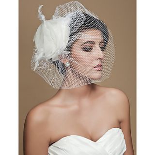 Gorgeous Tulle With Beading/ Feather Wedding Bridal Veil/ Headpiece
