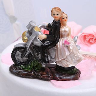 Motorcycle Bride Groom Wedding Cake Topper