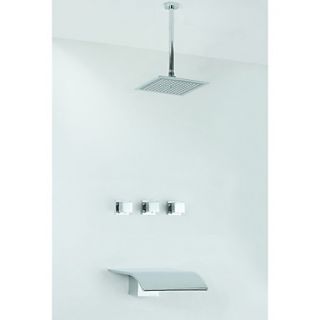 Chrome Finish Tub Shower Faucet with Rain Shower Head (Wall Mount)
