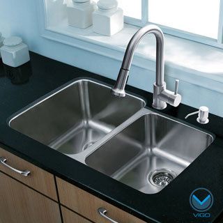 Vigo 32 inch Undermount Stainless Steel Kitchen Sink And Faucet Set With Accessories