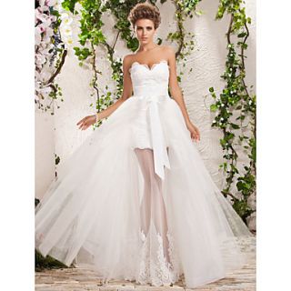 Two In One A line Princess Sweetheart Floor length Tulle Wedding Dress