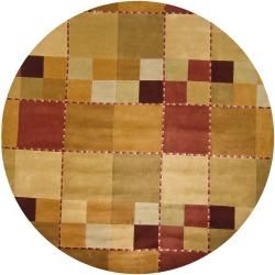 Hand knotted Mandara Patchwork Multi New Zealand Wool Rug (79 Round)