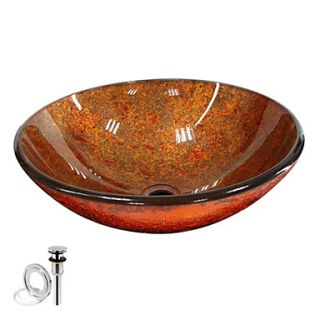 Contemporary Round Tempered Glass Finished Vessel Sink With Pop up and Mounting ring