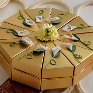 White Lily Golden Cake Favor Box (Set of 10)
