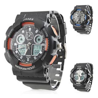 Mens Analog Digital Multi Functional Black Rubber Band Sporty Wrist Watch (Assorted Colors)