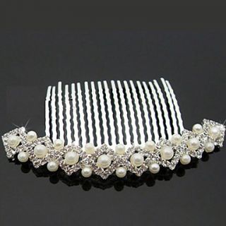 Gorgeous Rhinestone With Imitation Pearls Wedding Hair Combs