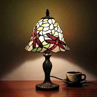 25W Tiffany Style Glass Table Light Dragonfly Pattern