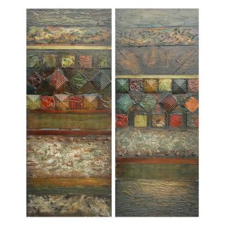 Crestview Collection Diamonds and Squares Abstract Wall Art   Set of 2   20W x