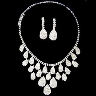 Gorgeous Rhinestone Two Piece Drops Ladies Jewelry Set (45 cm)