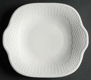 Wedgwood Nantucket Square Handled Cake Plate, Fine China Dinnerware   All White,