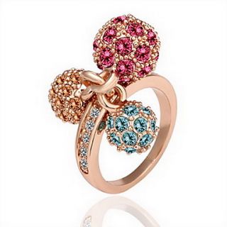 Gorgeous Cubic Zirconia 18K Gold Plated Three Ball Fashion Ring
