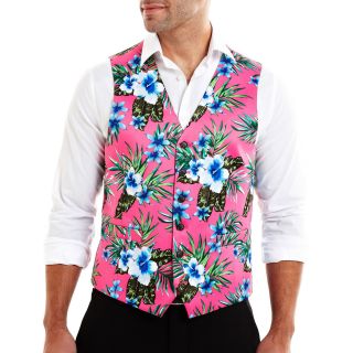 JF J.Ferrar JF J. Ferrar Pink Hawaiian Vest, Mens