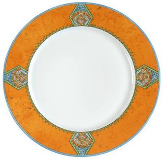 Jean Louis Coquet Viking Salad Plate, Fine China Dinnerware   Rust Rim, Diamond