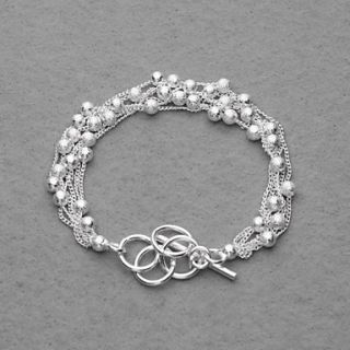 Amazing Silver Plated Six Chain And Beads Womens Bracelet