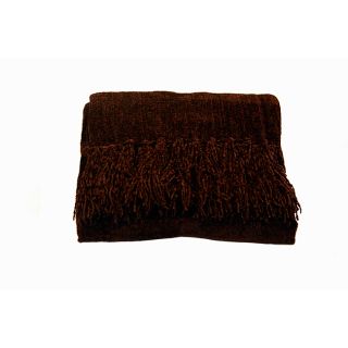 Susan Luxury Chocolate Chenille Throw With Fringe