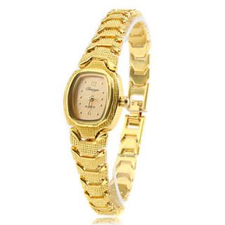 Womens Fashionable Style Alloy Analog Quartz Bracelet Watch (Gold)