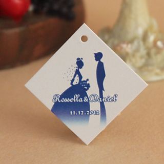 Personalized Rhombus Favor Tag   Blue Romance (Set of 30)