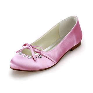 Satin Flat Heel Closed Toe With Bowknot Wedding Party Womens Shoes