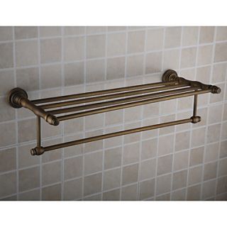 Antique Brass Wall mounted Bathroom Shelf With Towel Bar
