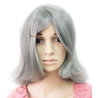 Capless Syntheitc Grey Short Straight Party Wig