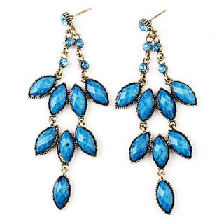 Three Tier Floral Design Retro Earrings for Women (Blue)