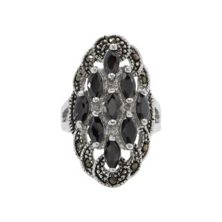 Bridge Jewelry Black Crystal & Marcasite Cluster Ring
