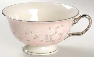 Castleton (USA) Trousseau Footed Cup, Fine China Dinnerware   Pink Band, White