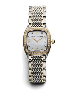 David Yurman Thoroughbred Diamond Watch   Silver Gold