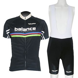 Kooplus Mens BIB Short Sleeve Cycling Suits (Rainbow and Black)
