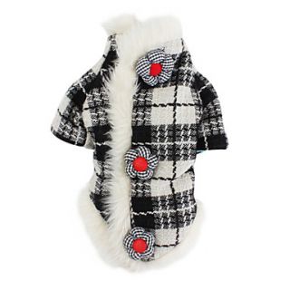 Plaid Coat for Dogs (XS XL, Black and White)