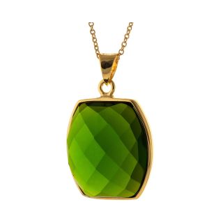 ATHRA 14K Gold Plated Green Resin Hexagon Pendant, Womens