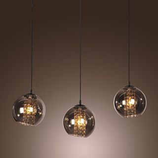 Comtemporary Glass Pendant Lights with 3 Lights Transparent Shades