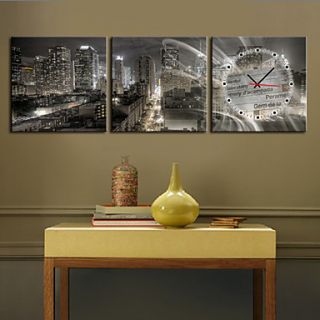 New York Cityscape Grouped Stretched Canvas Wall Clock (Set of 3)