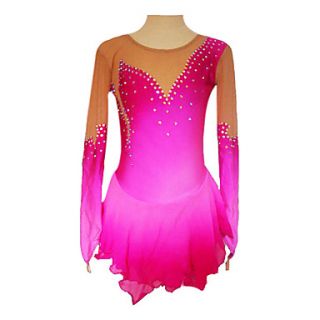 Imported Velvet Fabric Crystal Long Sleeve Ice Skating Dress