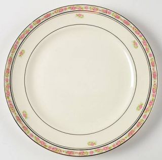 Pope Gosser St. Regis Dinner Plate, Fine China Dinnerware   Rose Border,Gold Ban