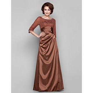 Sheath/Column Bateau Floor length Charmeuse Lace Evening Dress
