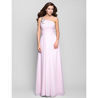 A line One Shoulder Sleeveless Floor length Chiffon Evening/Prom Dress (466747)